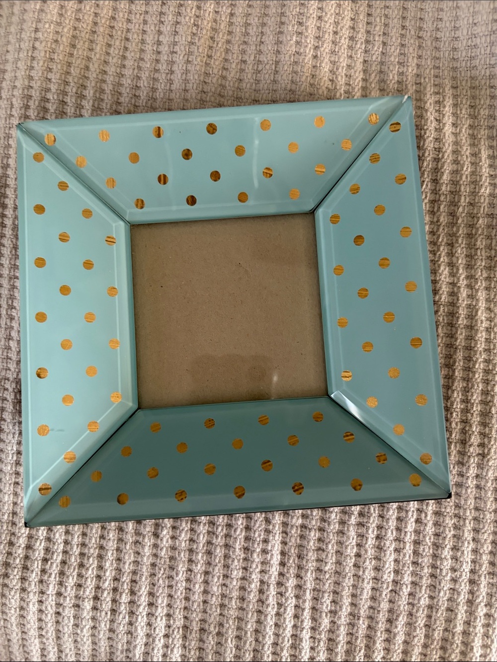 Nicole Miller Glass Aqua Frame with Gold Polka Dots 7x7